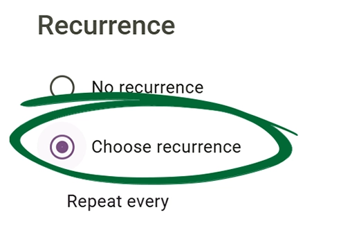Enable Recurring Option screenshot
